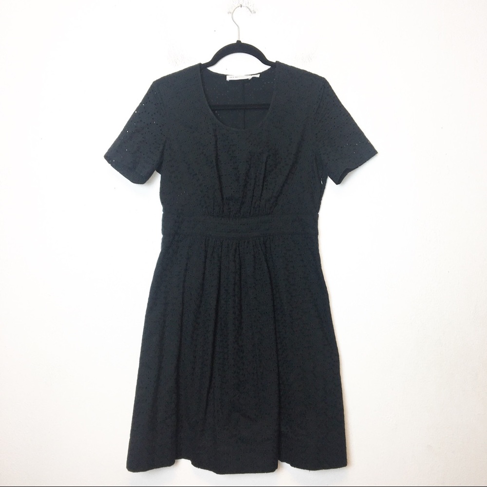 See By Chloe Black Eyelet Short Sleeve Dress
